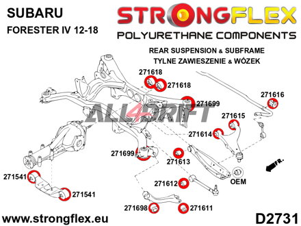 271541A Vorderes Polyurethan-Lager SPORT Hinterachsdifferential - Subaru Tribeca B9 (06-14) WX