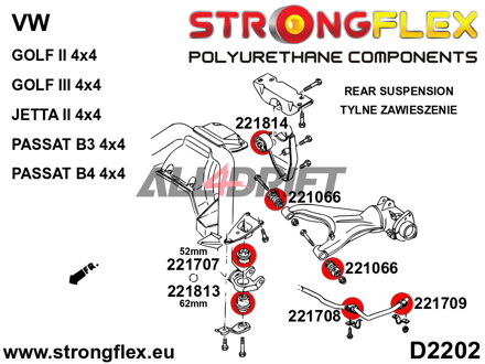 221708A Inneres Polyurethan Hinterachs-Stabilisatorlager SPORT - Volkswagen 19E / 1G Country / Syncro / Rallye / 4x4