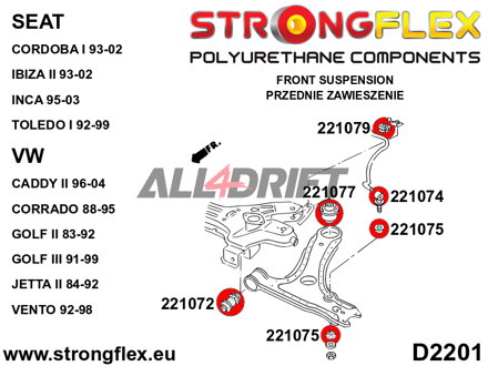 221075A Silentblok uložení předního oka šroubu SPORT - Seat I (93-02) 6K