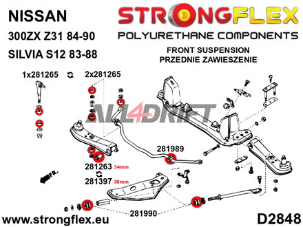 286229A SPORT-Fahrwerksbuchsen-Satz Vorderachse - Nissan I (84-90) Z31