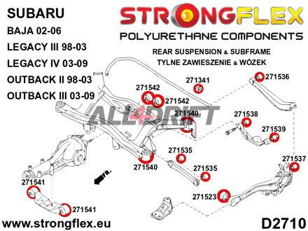 276246A SPORT Achsträgerbuchsen-Satz – Subaru Legacy III / Outback II (98-03) BE BH BT