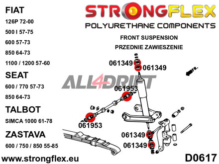 066085A Komplettes Fahrwerksbuchsen-Satz SPORT - Fiat 126P (72-00)