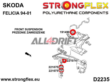 221075B Silentblok uložení předního oka šroubu - Seat I (93-02) 6K