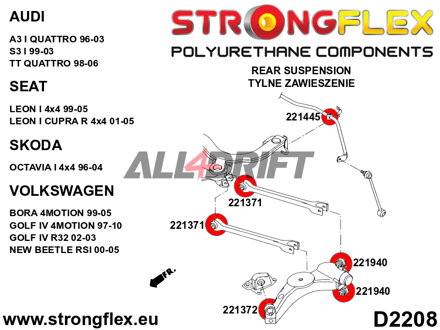 221940A Hinterachs Stabilisator Strebenbuchse zur Radnabe SPORT Audi / VW / Škoda