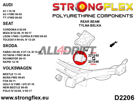 221246B Hinterachs-Lagerbuchse 69mm Audi / VW / Škoda