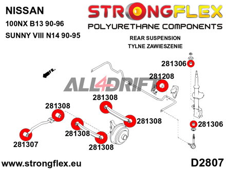 286100B Hinterachs-Buchsen-Satz - Nissan 100NX (90-96) B13
