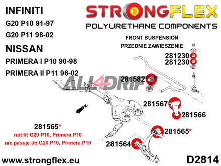 281564A Vorderer Polyurethan-Querlenkerlager SPORT Infiniti / Nissan