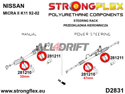 281210A Lenkgetriebe Lagerbuchse SPORT - Nissan II (92-02) K11