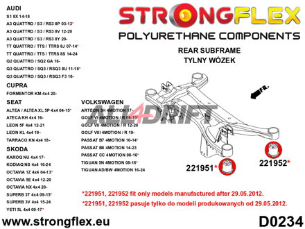 221952B Hinterachsrahmen – hintere Lagerbuchse 52mm Audi / Seat / Škoda / VW / Cupra