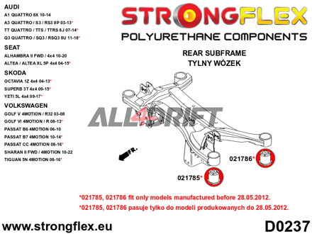 021785B Vorderes Achsträgerlager 70mm Audi / Seat / Škoda / VW