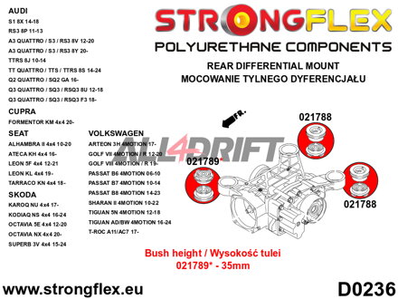 226240B Komplettes Polyurethan-Buchsen-Kit für die Achsen Audi A1