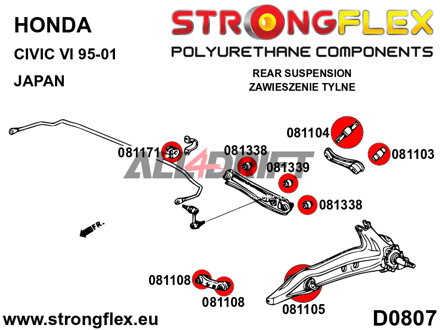 086093A: SPORT-Buchsen-Satz für die Hinterachse - Honda VI (95-00) JAPAN EJ / EK / EM1