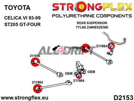 211984A: Hinterachs Stabilisator Buchse SPORT - Toyota AT200 ST202 ST204 FWD