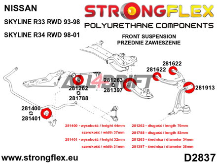 281400A Stabilisatorlager vorne SPORT - Nissan R32 (89-94) AWD