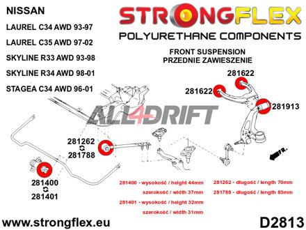 281400B Stabilisatorlager - Nissan R32 (89-94) AWD
