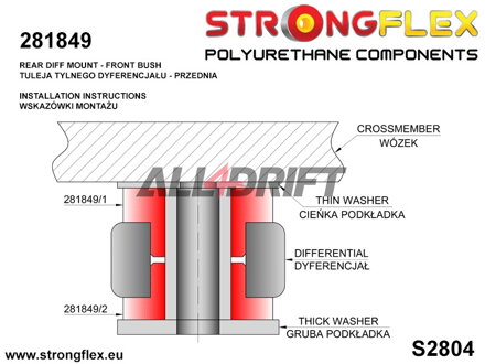 281849A Vorderes SPORT Polyurethanlager für Hinterachs-Differentialaufhängung - Nissan II (90-96) Z32