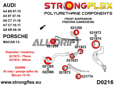 026265A Komplettes SPORT Polyurethan-Achs-Buchsen-Kit Audi