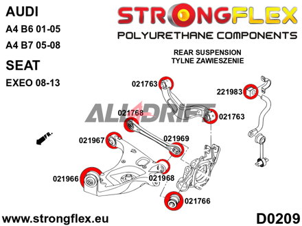021966A Vorderes Verstärkungsgummilager Hinterer unterer Querlenker SPORT Audi / Seat