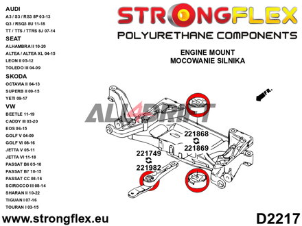 221868A Untere Motorlager-Einlage SPORT Audi / Seat / Škoda / VW