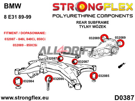 032086A SPORT Polyurethanbuchse, vordere Differentialaufhängung Hinterachse BMW E31