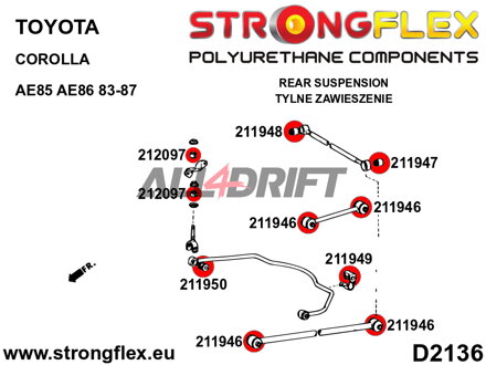 211946B: Hinterachsarms Lagerbuchse - Toyota RWD (83-87) AE85 / AE86