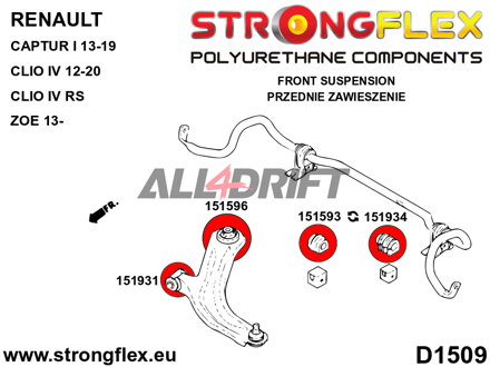 156085B Vorderachs-Buchsen-Satz - Renault IV / IV RS (12-19)