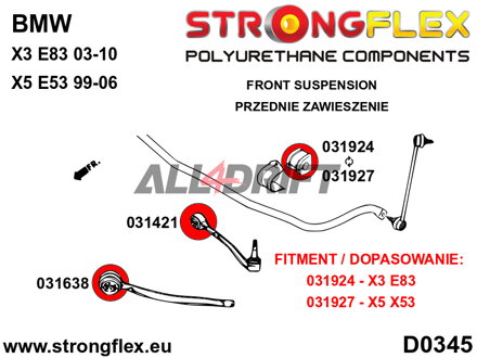 036246A Komplettes SPORT Polyurethan Achslagerbuchsen-Set BMW X3 E83