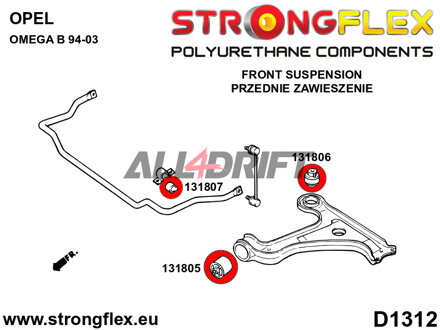 131805A Polyurethan Buchse für vorderen unteren Querlenker SPORT - Opel / Vauxhall B (94-99)