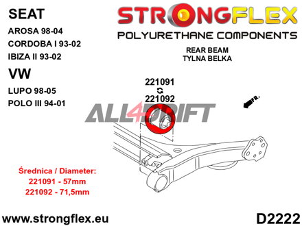 221092A Achsträgerbuchse 71,5mm SPORT - Seat I (93-02) 6K