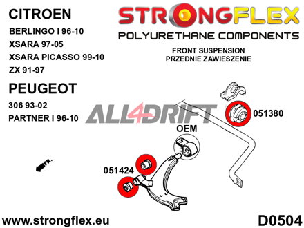 051380B Stabilisatorlagerung Vorderachse Citroën / Peugeot